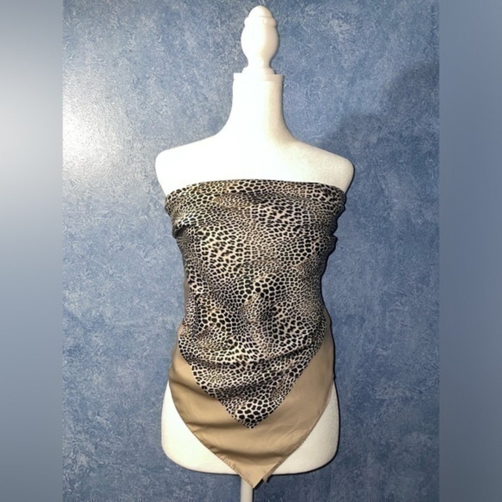 Satin Cheetah Print Neck Scarf